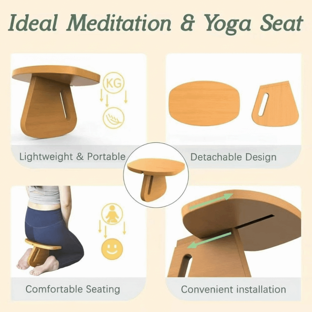 Pilates Chair Wunda - Silla de Oración de Madera Maciza,