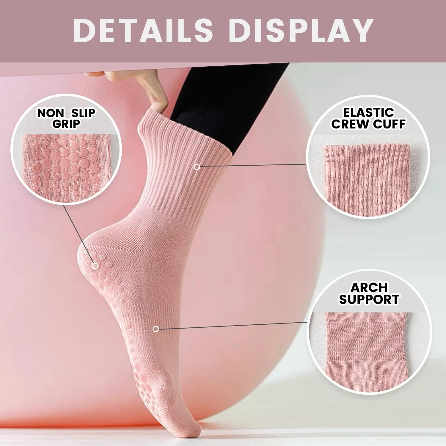 4 pares de calcetines de yoga  - Pilates & Yoga Vertebrasana reseña y precio